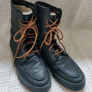 Ralph Lauren Polo Declan Boot Leather Fleece Black Size 10 D